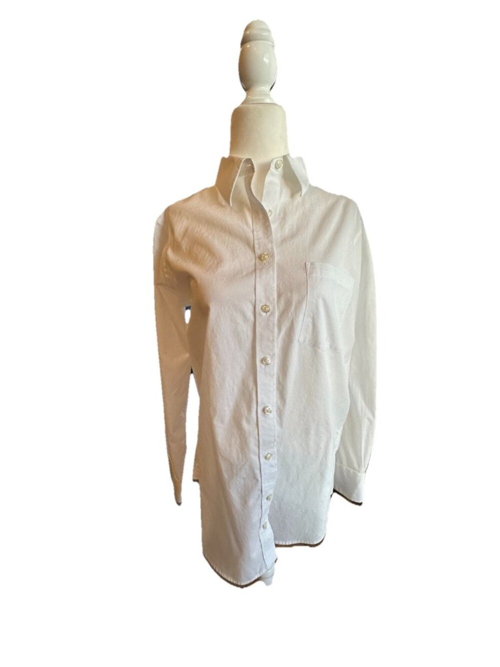Lands' End Classic Women's White Cotton Button Down Shirt Size 10